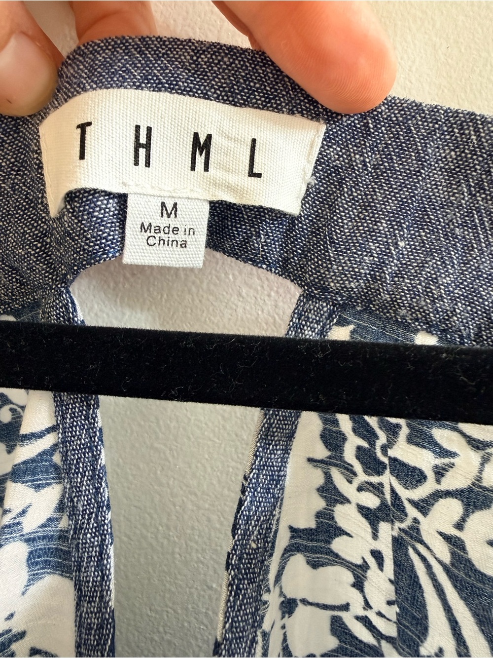 THML Navy Blue White and Orange Floral Halter Tank Top - Picture 2 of 12